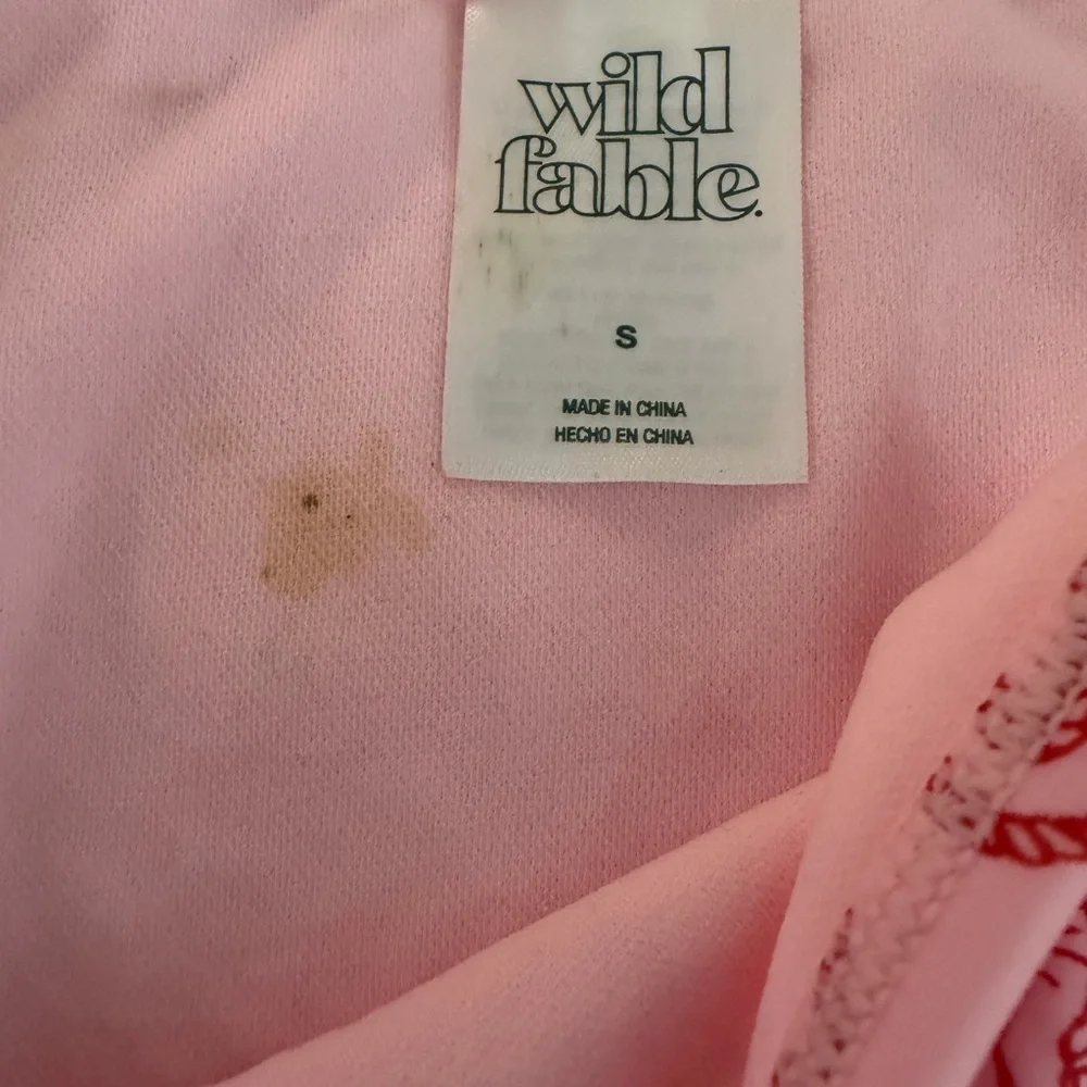 Shade & Shore NWT (THERE ARE SOME FLAWS) Pink Bikini Bottom Red Tie Sides - Picture 5 of 6